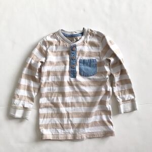H&M cream/white stripe long sleeve top EUC 1.5-2Y